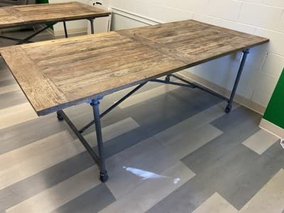 Restoration Hardware Reclaimed Wood and Iron Dining Table Conference Room Table - Thumbnail 3