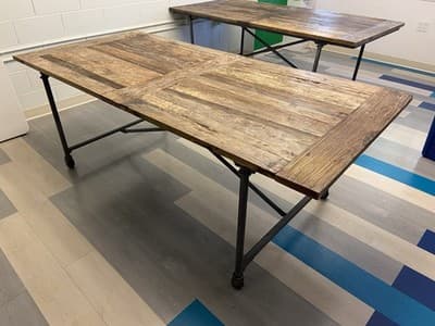 Restoration Hardware Reclaimed Wood and Iron Dining Table Conference Room Table - Thumbnail 2