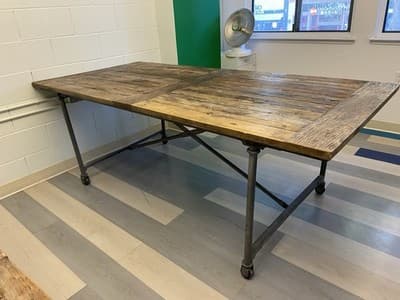 Restoration Hardware Reclaimed Wood and Iron Dining Table Conference Room Table - Thumbnail 6