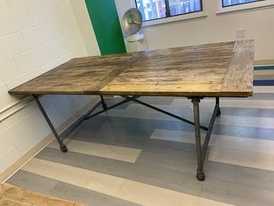 Restoration Hardware Reclaimed Wood and Iron Dining Table Conference Room Table - Thumbnail 10
