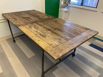 Restoration Hardware Reclaimed Wood and Iron Dining Table Conference Room Table - Thumbnail 9