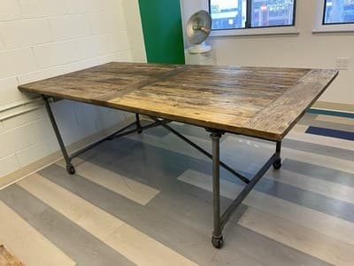 Restoration Hardware Reclaimed Wood and Iron Dining Table Conference Room Table - Thumbnail 11