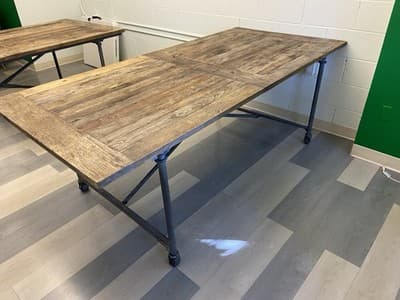Restoration Hardware Reclaimed Wood and Iron Dining Table Conference Room Table - Thumbnail 8