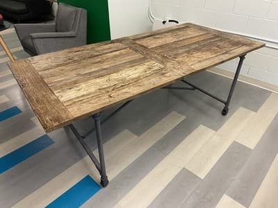 Restoration Hardware Reclaimed Wood and Iron Dining Table Conference Room Table - Thumbnail 16