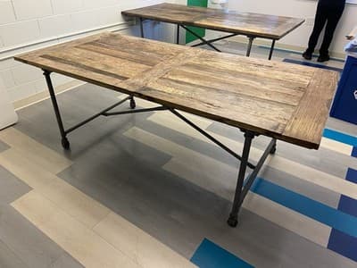 Restoration Hardware Reclaimed Wood and Iron Dining Table Conference Room Table - Thumbnail 14