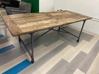Restoration Hardware Reclaimed Wood and Iron Dining Table Conference Room Table - Thumbnail 17