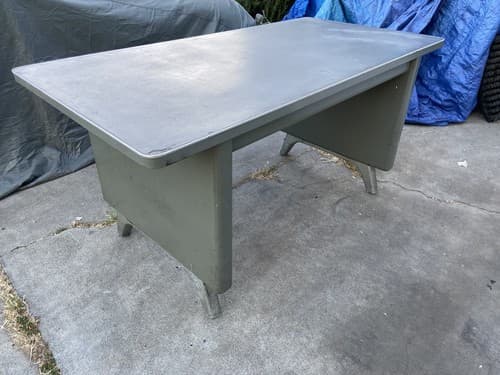 RARE Vintage Mid-Century Industrial COLE STEEL Tanker Table Desk - Thumbnail 3