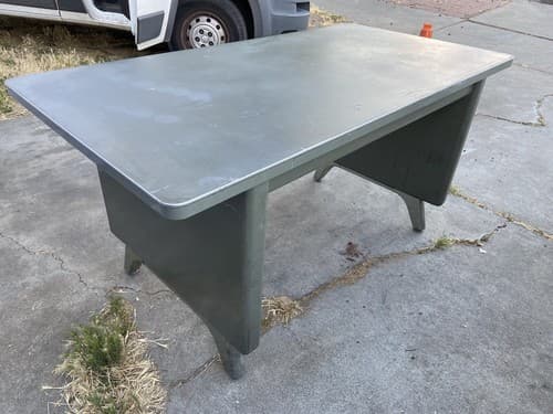 RARE Vintage Mid-Century Industrial COLE STEEL Tanker Table Desk - Thumbnail 6