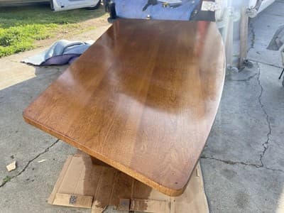 Art Deco Stow & Davis Mid Century Modern Walnut Boomerang Fan Executive Desk - Thumbnail 14