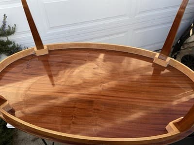 Vintage Mid Century Modern Italian Inlaid Oval Coffee Table - Thumbnail 13