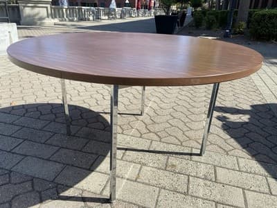 Vintage Mid Century Modern Round Conference Room Kitchen Dining Table 54” Round - Image 1