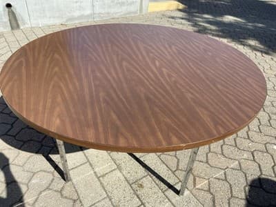 Vintage Mid Century Modern Round Conference Room Kitchen Dining Table 54” Round - Thumbnail 4