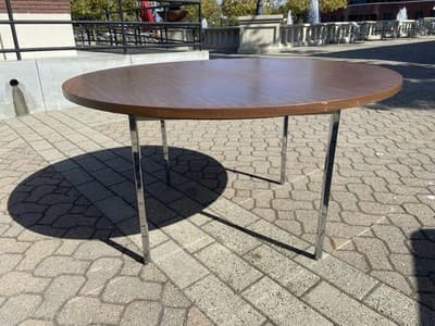 Vintage Mid Century Modern Round Conference Room Kitchen Dining Table 54” Round - Thumbnail 6