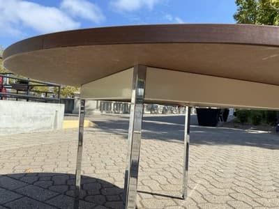 Vintage Mid Century Modern Round Conference Room Kitchen Dining Table 54” Round - Thumbnail 8