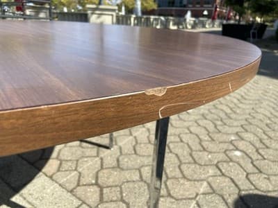 Vintage Mid Century Modern Round Conference Room Kitchen Dining Table 54” Round - Thumbnail 7