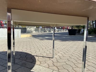 Vintage Mid Century Modern Round Conference Room Kitchen Dining Table 54” Round - Thumbnail 9