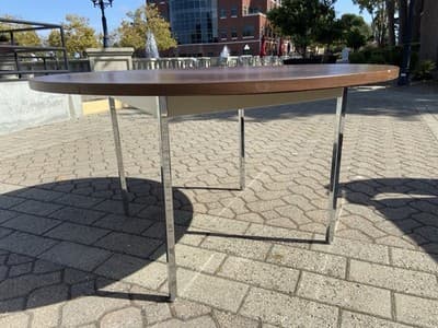 Vintage Mid Century Modern Round Conference Room Kitchen Dining Table 54” Round - Thumbnail 12