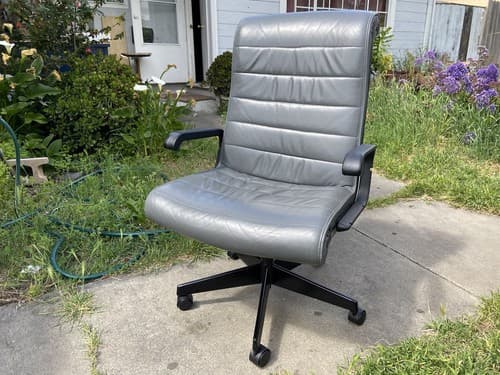 Vintage Richard  Sapper for Knoll Management Desk Chair in Gray Leather  7availa - Thumbnail 5