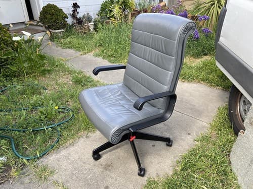 Vintage Richard  Sapper for Knoll Management Desk Chair in Gray Leather  7availa - Thumbnail 6