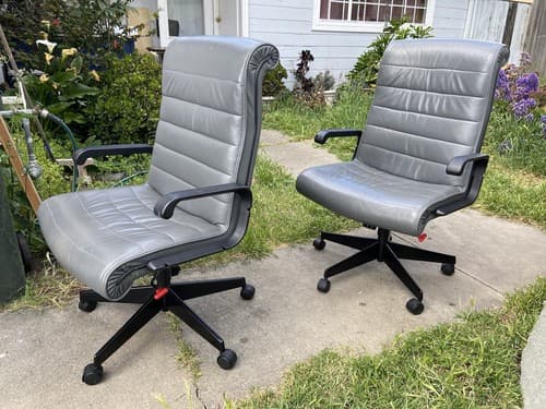 Vintage Richard  Sapper for Knoll Management Desk Chair in Gray Leather  7availa - Thumbnail 17