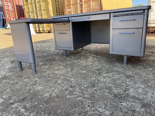 Vintage Mid Century Steelcase Tanker Desk With Extension - Thumbnail 2