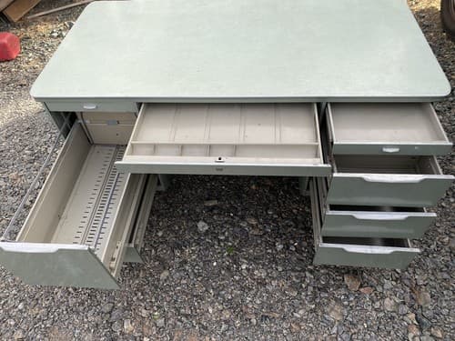 Vintage Mid Century General Fireproofing Steel Tanker Industrial Desk - Thumbnail 2