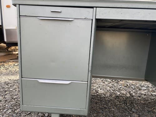 Vintage Mid Century General Fireproofing Steel Tanker Industrial Desk - Thumbnail 3