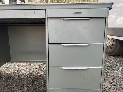 Vintage Mid Century General Fireproofing Steel Tanker Industrial Desk - Thumbnail 6