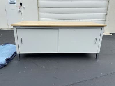 Pitney Bowes Vintage Mid Century Modern Steel Tanker Credenza Sideboard Cabinet - Image 1