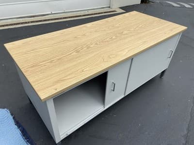 Pitney Bowes Vintage Mid Century Modern Steel Tanker Credenza Sideboard Cabinet - Thumbnail 4