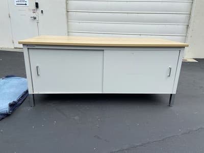 Pitney Bowes Vintage Mid Century Modern Steel Tanker Credenza Sideboard Cabinet - Thumbnail 2