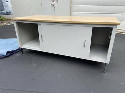 Pitney Bowes Vintage Mid Century Modern Steel Tanker Credenza Sideboard Cabinet - Thumbnail 11