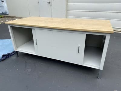 Pitney Bowes Vintage Mid Century Modern Steel Tanker Credenza Sideboard Cabinet - Thumbnail 12