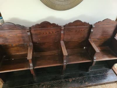 Antique Gothic church pew  Choir Stalls 4 Seater Bench Theatre Seats - Thumbnail 6