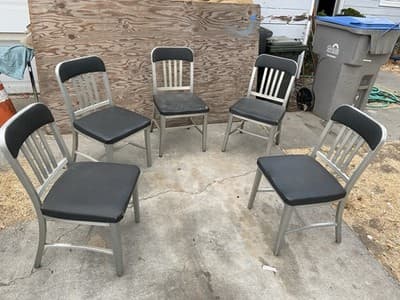 Rare Set of 5 Vintage  1960’s Emeco Aluminum Navy Chairs  Needs Upholstery Foam - Thumbnail 24