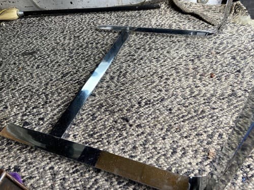 Brno Chair - Knoll Mies van der Rohe - Flat Bar Chair In Navy Blue Velvet Style - Thumbnail 4