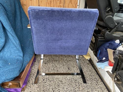 Brno Chair - Knoll Mies van der Rohe - Flat Bar Chair In Navy Blue Velvet Style - Thumbnail 8