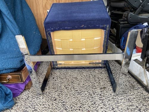 Brno Chair - Knoll Mies van der Rohe - Flat Bar Chair In Navy Blue Velvet Style - Thumbnail 5