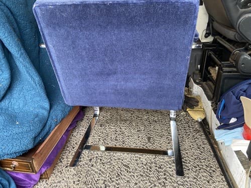 Brno Chair - Knoll Mies van der Rohe - Flat Bar Chair In Navy Blue Velvet Style - Thumbnail 7