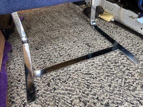 Brno Chair - Knoll Mies van der Rohe - Flat Bar Chair In Navy Blue Velvet Style - Thumbnail 6