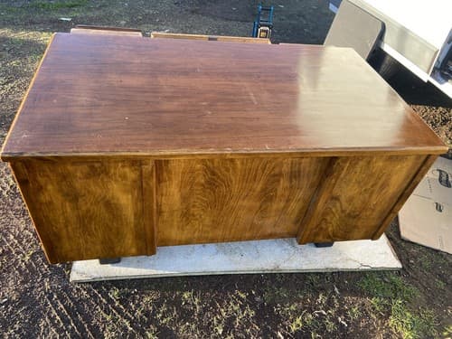 Anderson Vintage Mid Century Modern Wooden Tanker Desk - Thumbnail 5