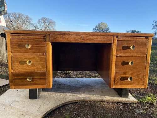 Anderson Vintage Mid Century Modern Wooden Tanker Desk - Thumbnail 13