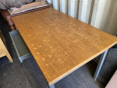 Vintage Mid-Century Modern Shaw Walker Tanker Desk With Oak Top Needs Restoratio - Thumbnail 12