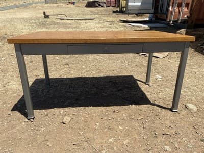 Vintage Mid-Century Modern Shaw Walker Tanker Desk With Oak Top Needs Restoratio - Thumbnail 16