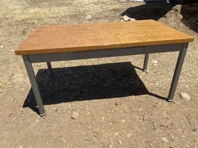 Vintage Mid-Century Modern Shaw Walker Tanker Desk With Oak Top Needs Restoratio - Thumbnail 17