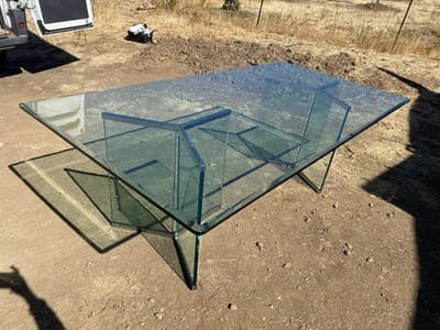 Modern Glass & Brass Double Pedestal Dining Table Attributed to Pace Collection - Thumbnail 2
