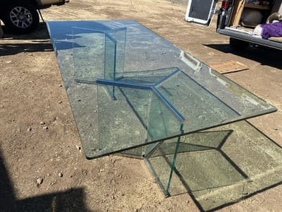Modern Glass & Brass Double Pedestal Dining Table Attributed to Pace Collection - Thumbnail 6
