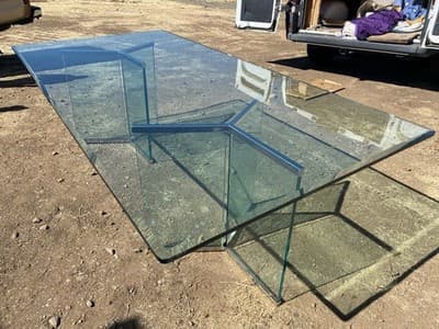 Modern Glass & Brass Double Pedestal Dining Table Attributed to Pace Collection - Thumbnail 5