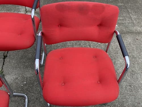 Vintage Mid Century Modern STEELCASE CANTILEVER Chrome Chairs Set of 5 - Thumbnail 5