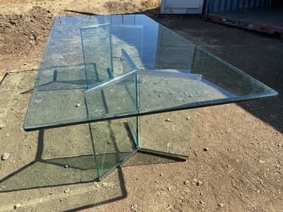 Modern Glass & Brass Double Pedestal Dining Table Attributed to Pace Collection - Thumbnail 3